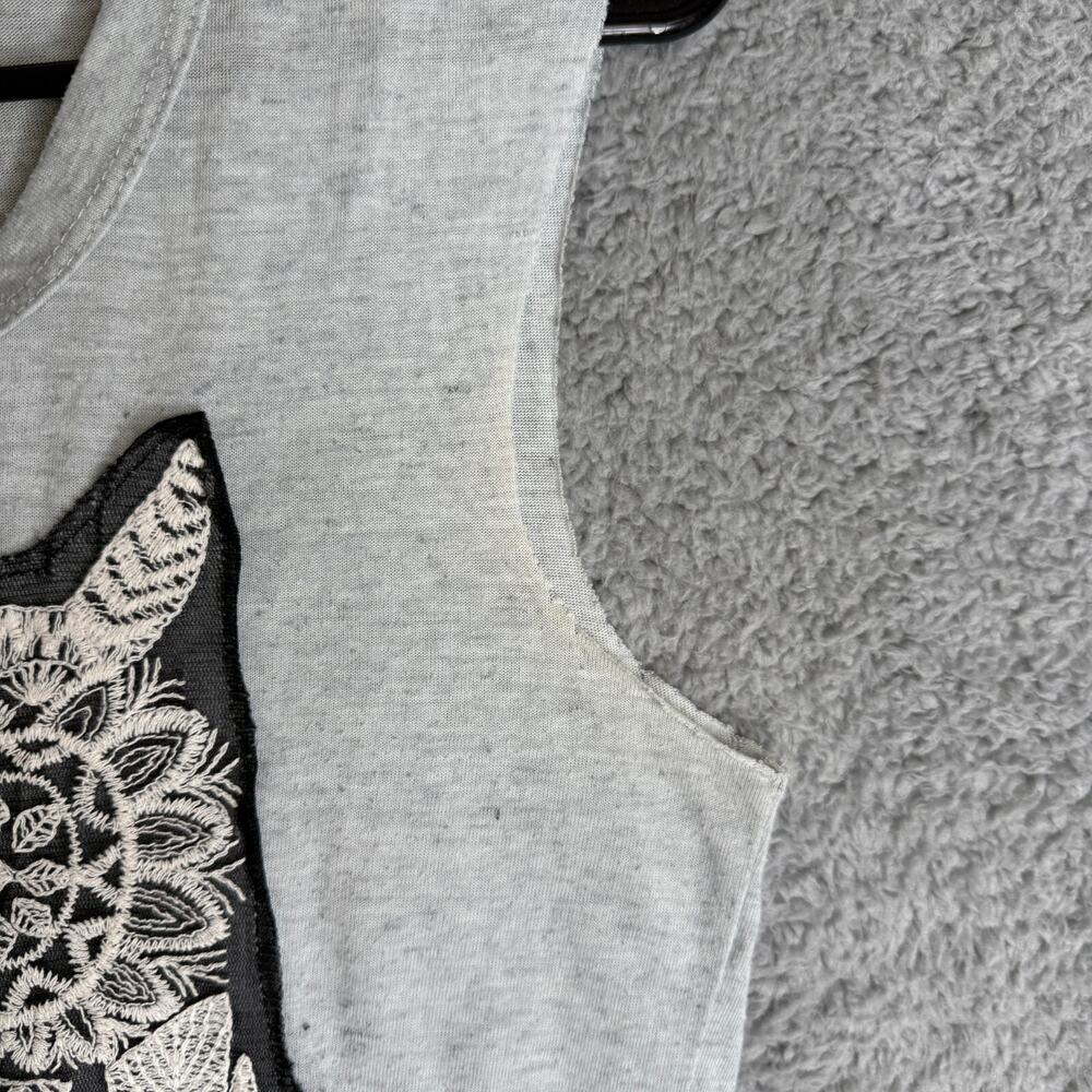 Mary Jane Tank Top Womens Small Gray Owl Print Festival Summer - Picture 4 of 11